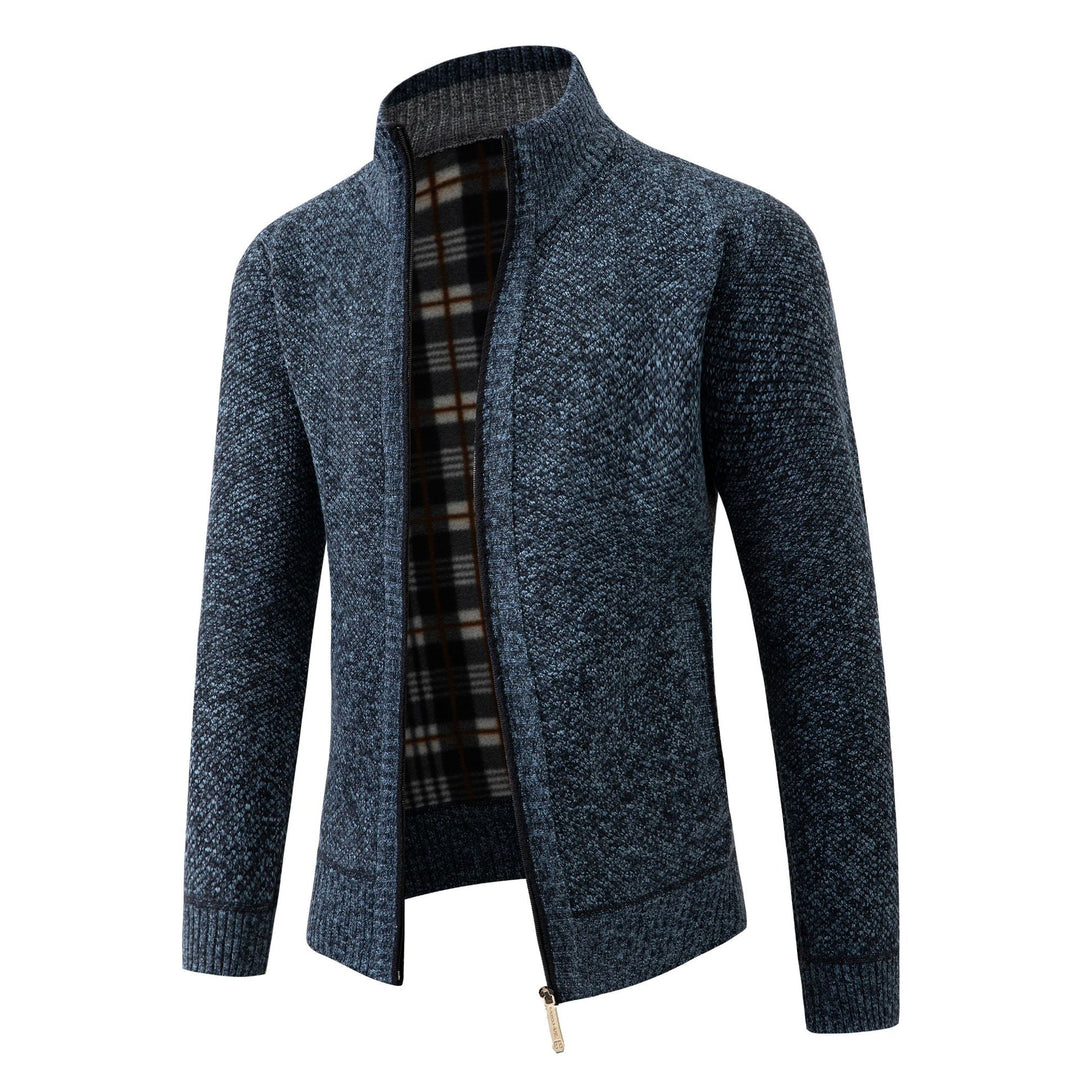 Men's cardigan with modern standing collar and classic inner lining Lisslune