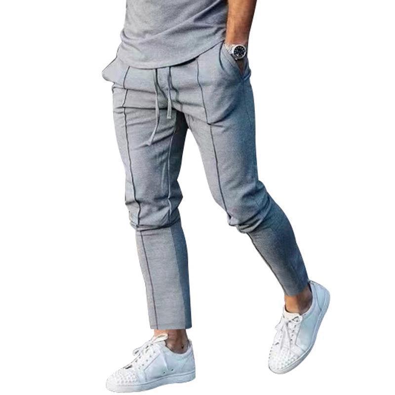Men's Sporty Casual Pants with Side Pockets and Elastic Waistband Lisslune