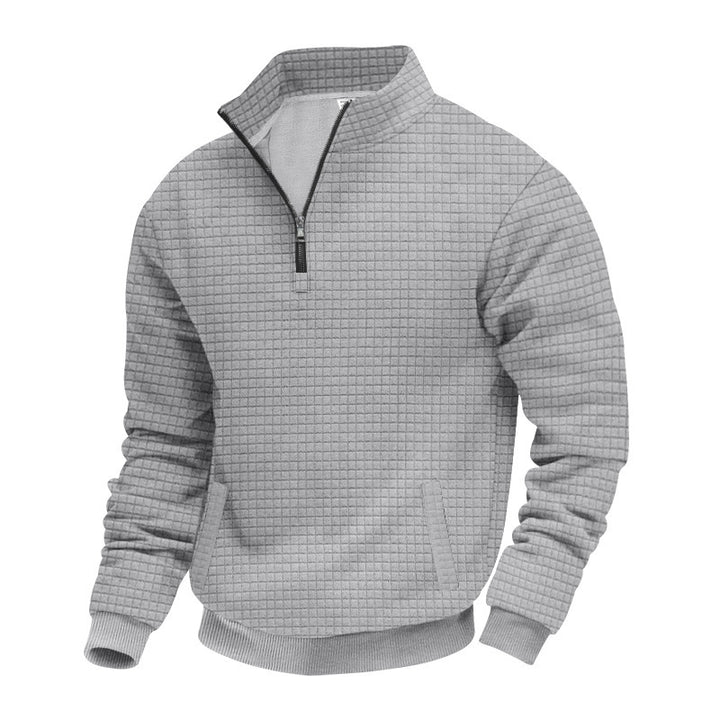 Men's quilted sweater with modern collar and practical pockets Lisslune