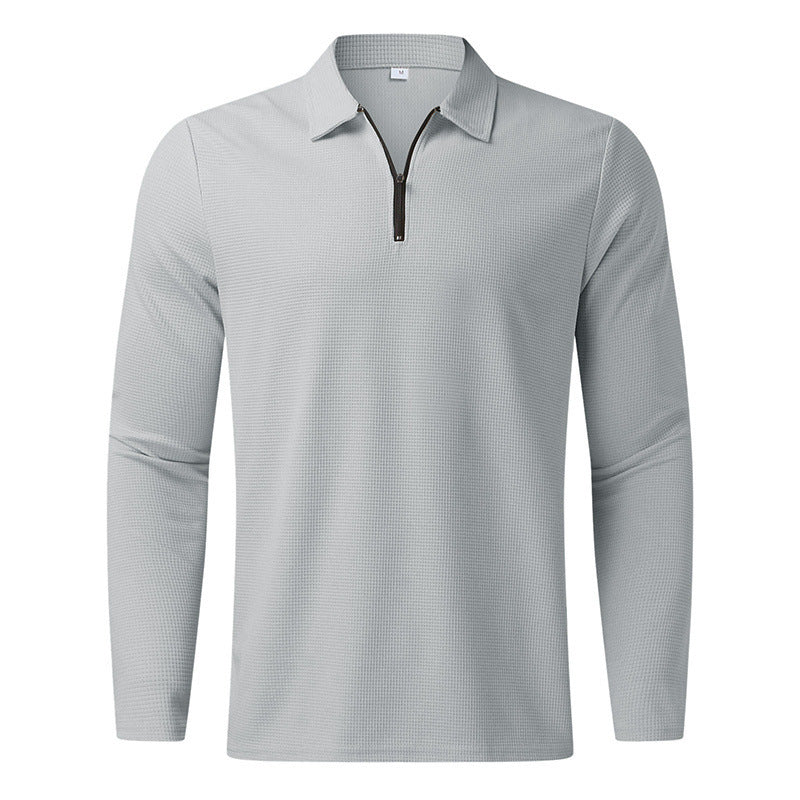 Men's Long Sleeve Polo Shirt with Modern Zipper and Breathable Structure Lisslune