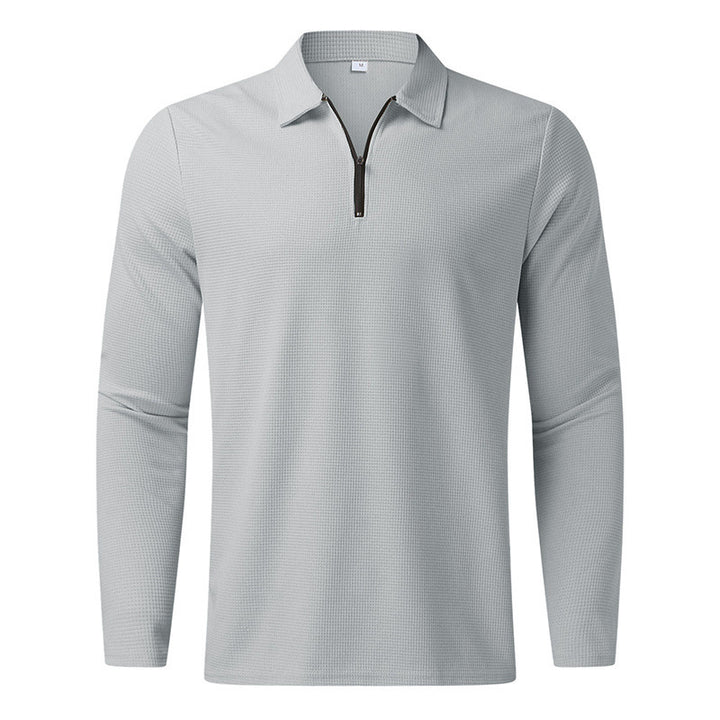 Men's Long Sleeve Polo Shirt with Modern Zipper and Breathable Structure Lisslune