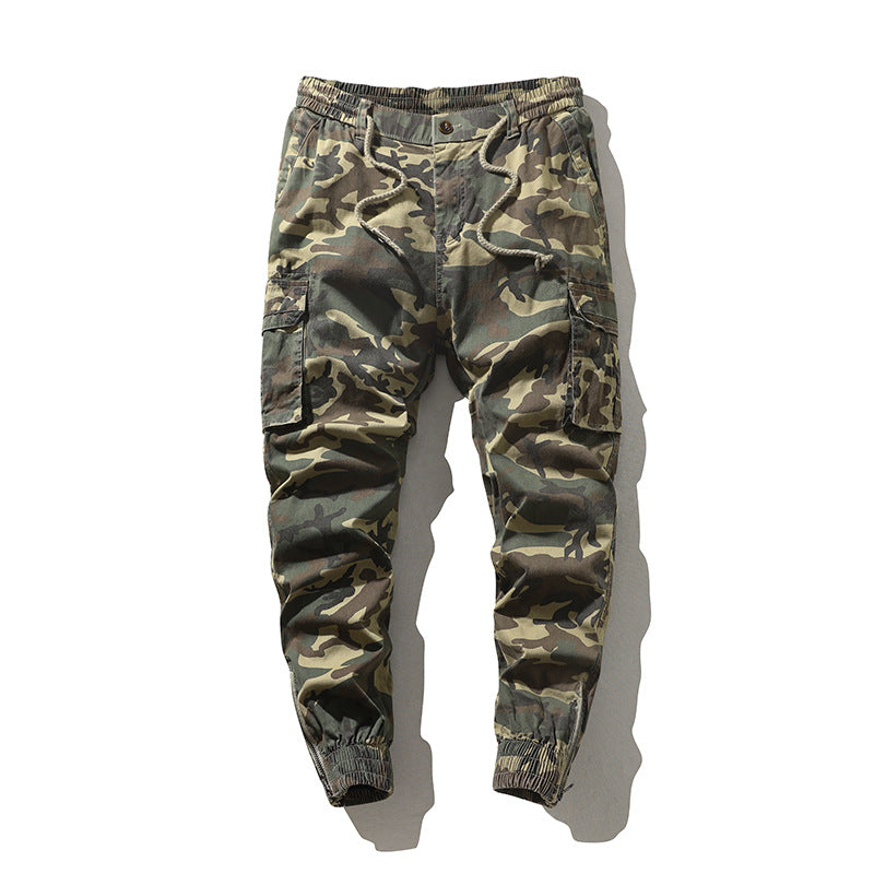 Men's cargo pants in modern camouflage design with elastic waistband and practical pockets Lisslune