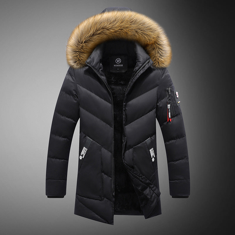 Men's padded winter jacket with removable synthetic fur collar and practical pockets Lisslune