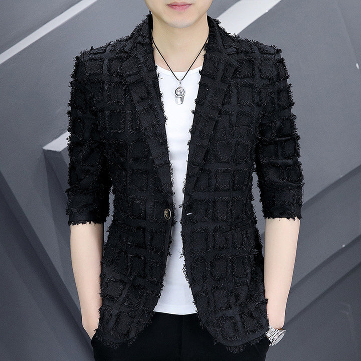 Men's stylish checked blazer made from textured fabric Lisslune