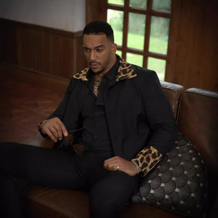 Men's fashion jacket with leopard pattern Lisslune