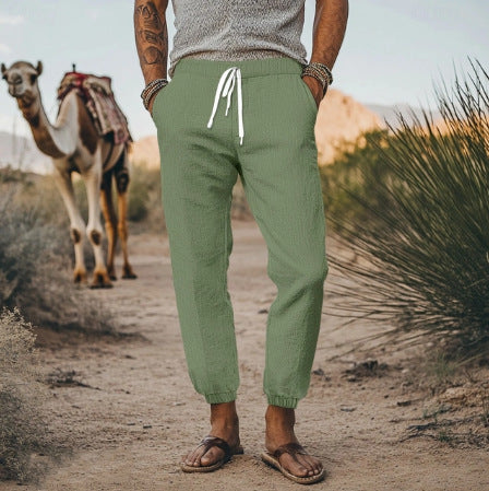 Men's casual travel cargo pants with elastic waistband and practical pockets Lisslune