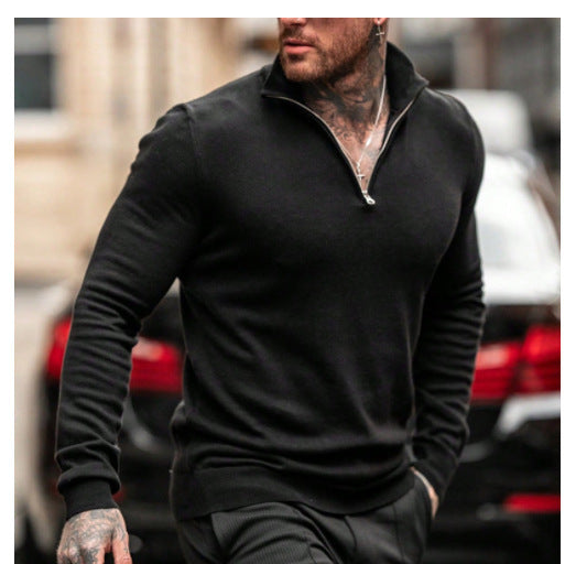 Men's sweater with short zipper and stand-up collar Lisslune