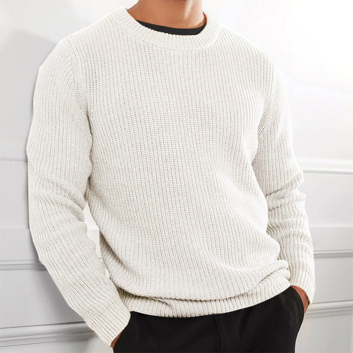 Men's knitted sweater with textured design and round neck Lisslune