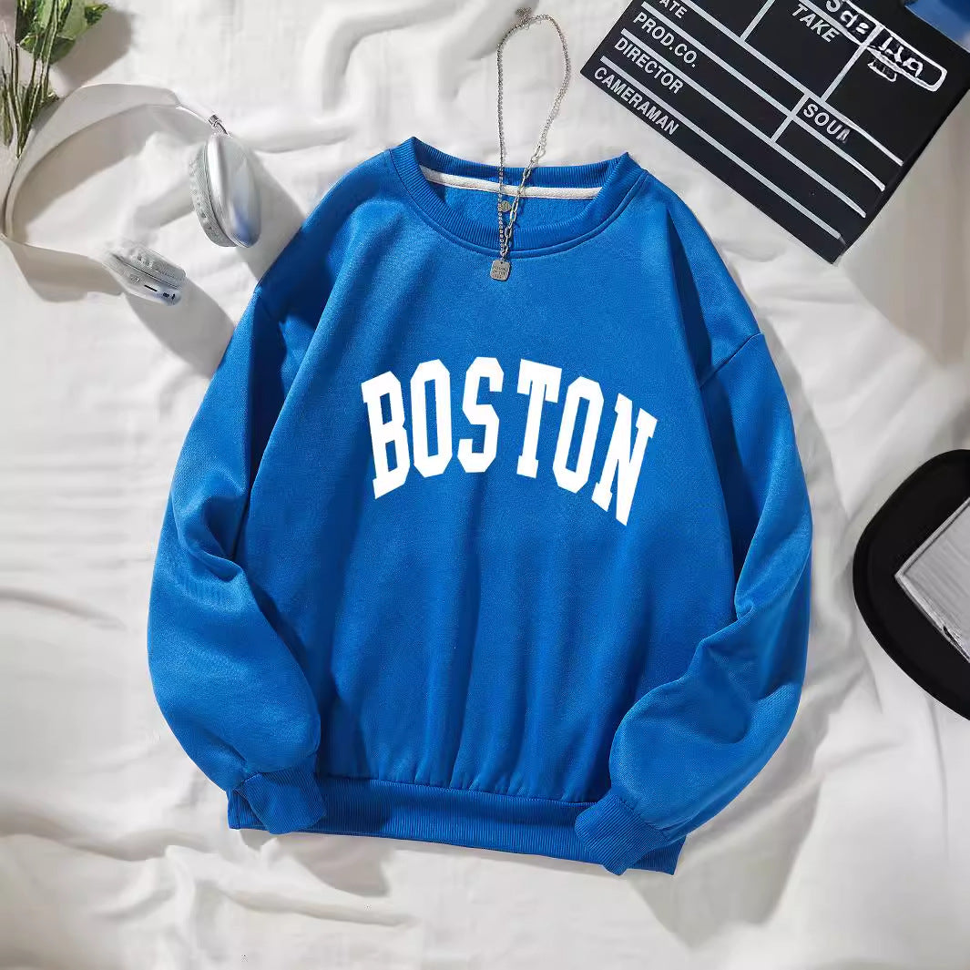 Women casual sweatshirt with Boston print Lisslune