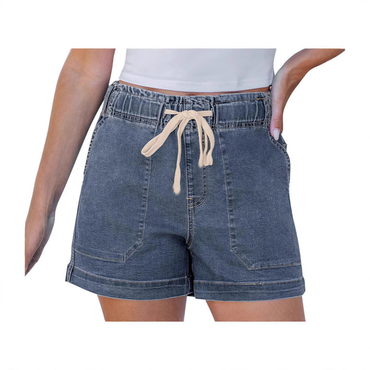 Women comfortable denim shorts with elastic waistband and practical pockets Lisslune