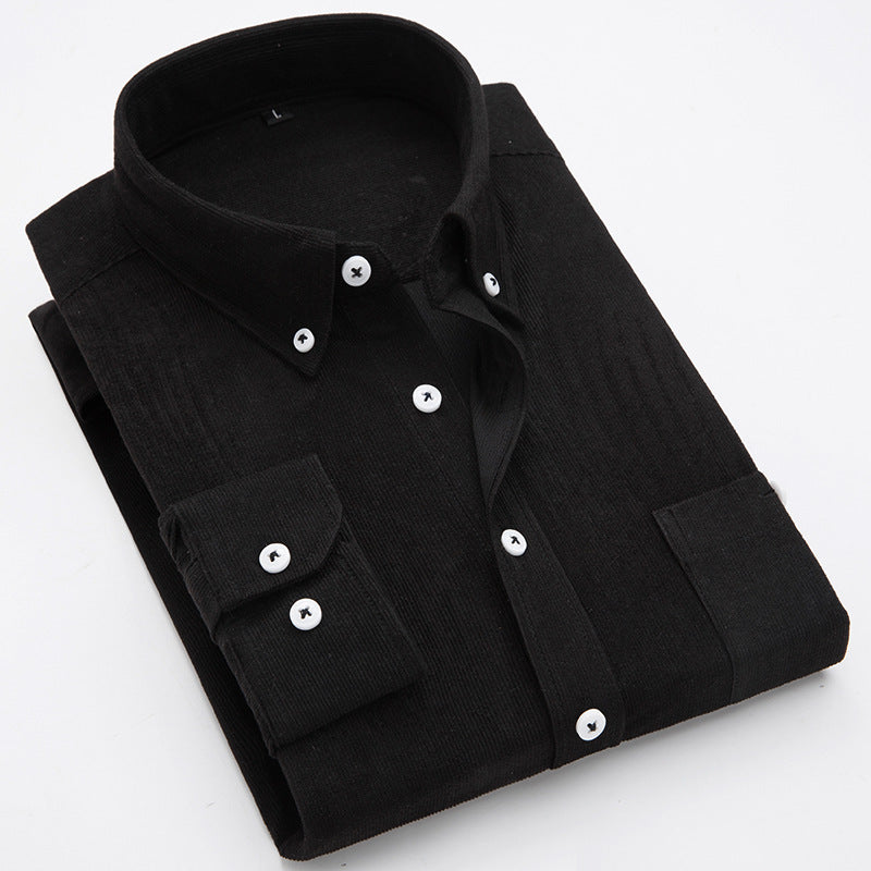 Men's cord shirts with button-down collar and patch chest pocket Lisslune