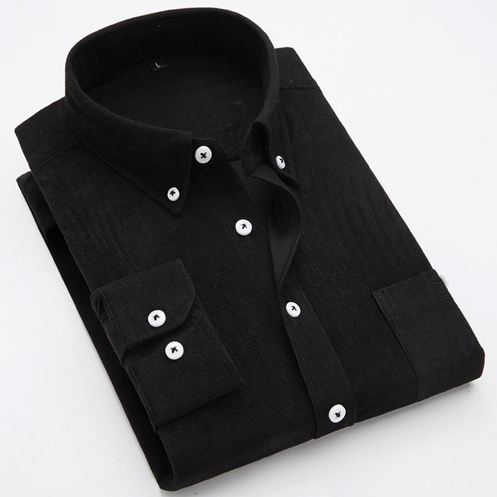 Men's cord shirts with button-down collar and patch chest pocket Lisslune