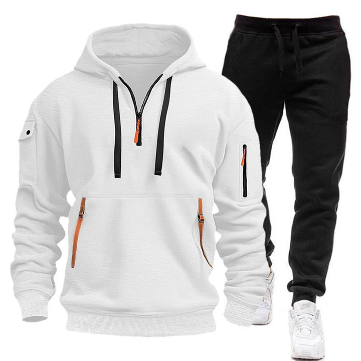 Men's sporty hooded sweatshirt with zipper and practical pockets Lisslune