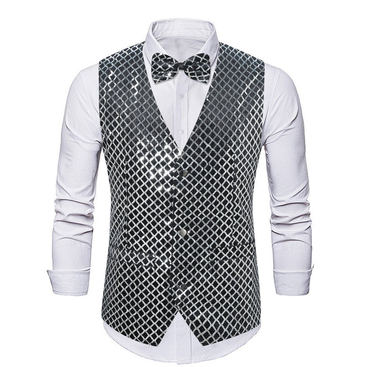 Men's elegant sequined blazer with matching bow tie Lisslune