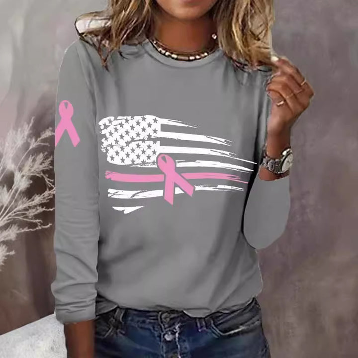 Women's casual T-shirt with creative flag and bow design Lisslune