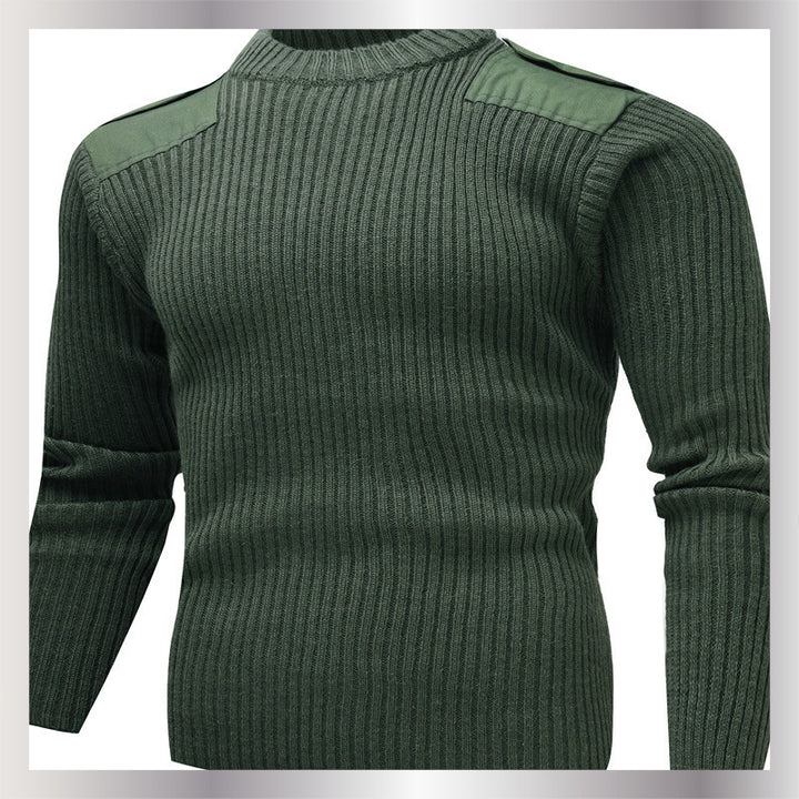 Men's knit sweater with V-neck and decorative shoulder details Lisslune