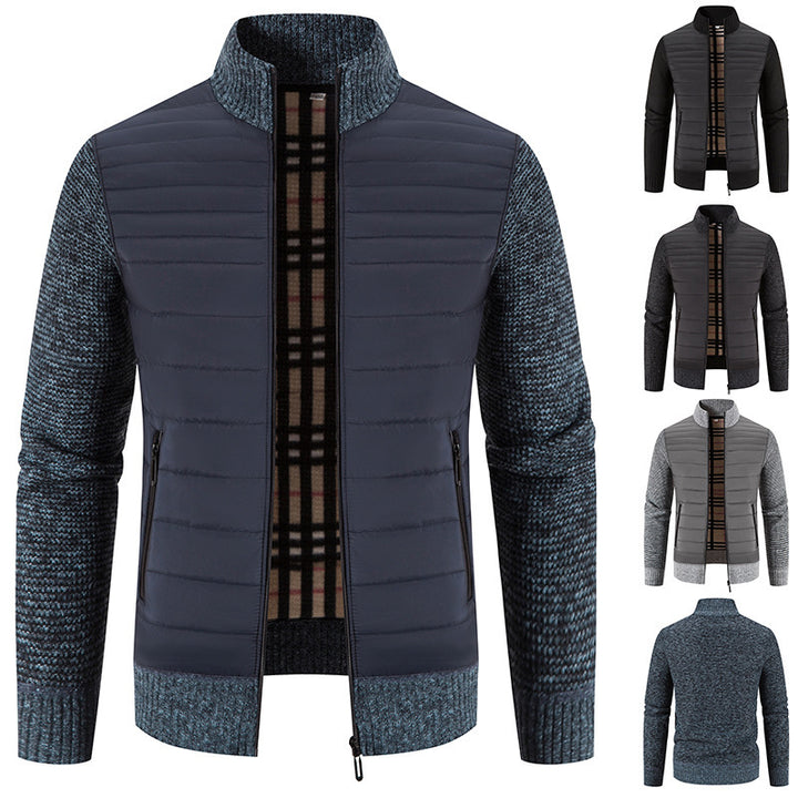 Men's quilted hybrid jacket with knit sleeves and modern stand-up collar Lisslune