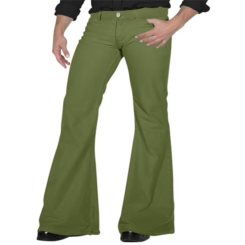 Men's fashionable flared pants with high waist and elastic material Lisslune