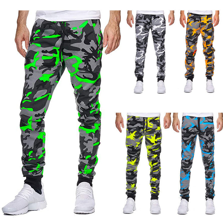 Men's cargo pants with trendy camouflage design and elastic waistband Lisslune