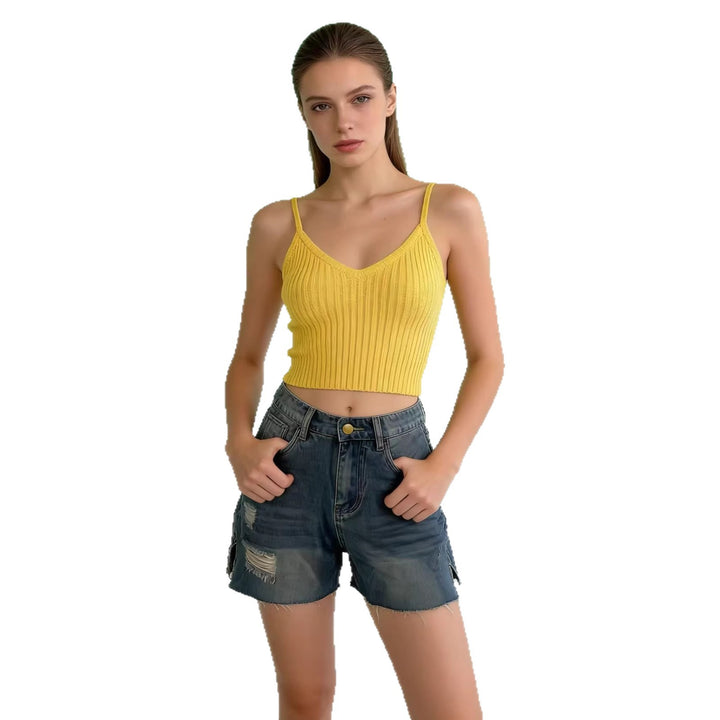 Women's casual denim shorts with frayed hems and side slit Lisslune
