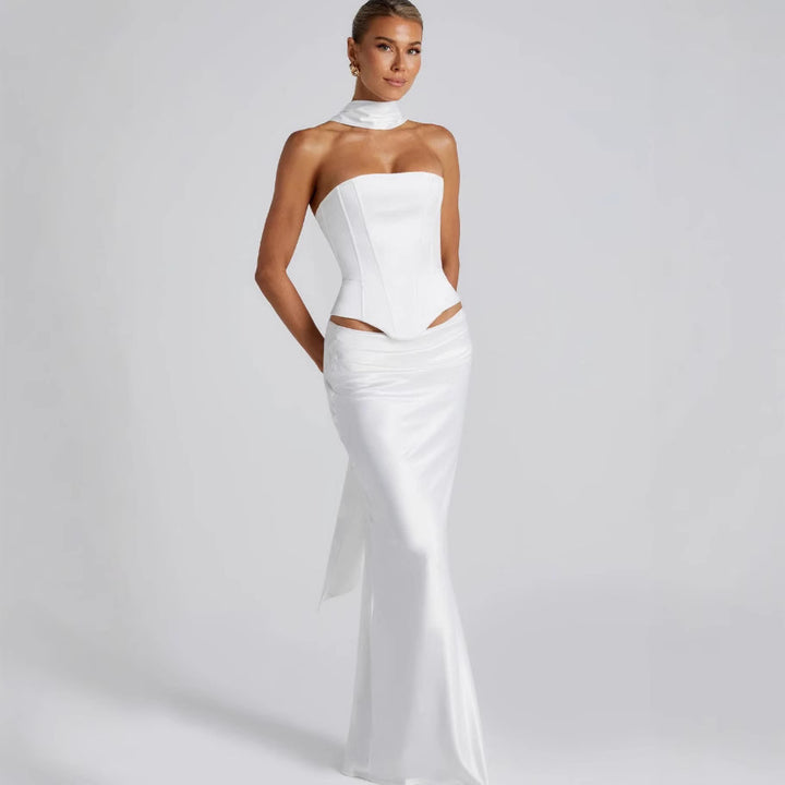 Women's wedding dress with off-the-shoulder design and elegant waist tie Lisslune