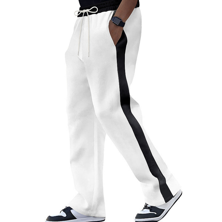 Men's leisure pants with contrasting side stripes and elastic waistband Lisslune