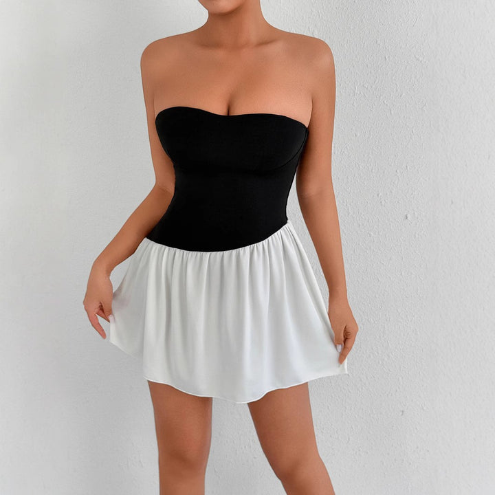 Damen Tailliertes Bandeau-Kleid mit schwingendem Rock Lisslune