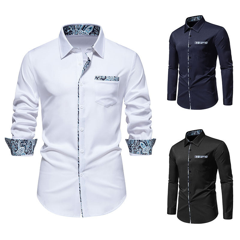 Men's Long Sleeve Shirt with Modern Paisley Design Lisslune