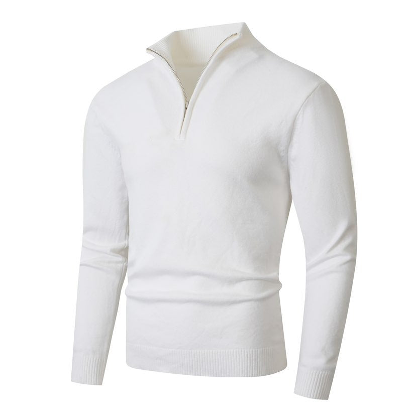 Men's knit sweater with modern standing collar and high-quality zipper Lisslune
