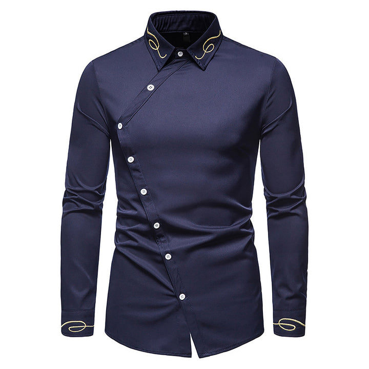 Men's Elegant Long Sleeve Shirt with Decorative Button Details Lisslune
