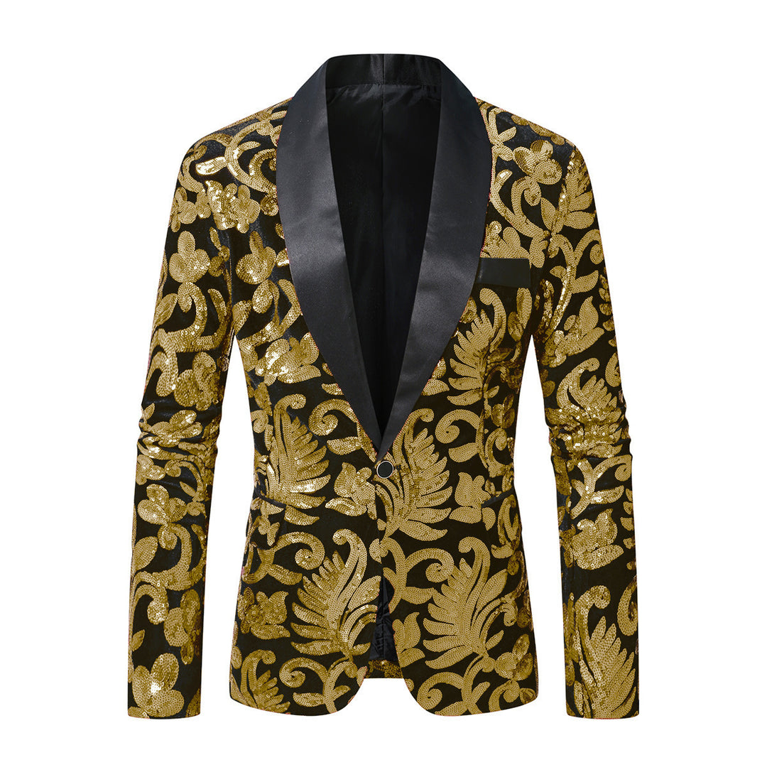 Men's glittering suit blazer with floral sequin patterns Lisslune
