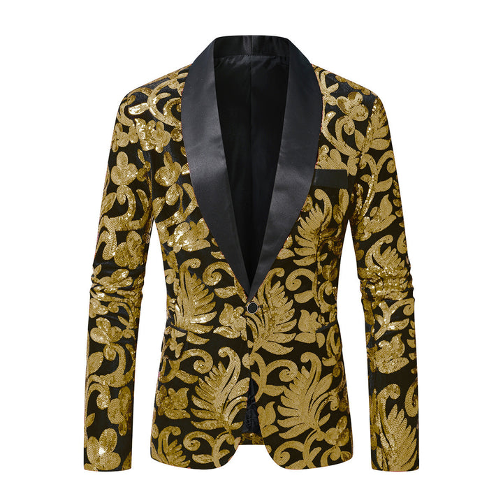 Men's glittering suit blazer with floral sequin patterns Lisslune
