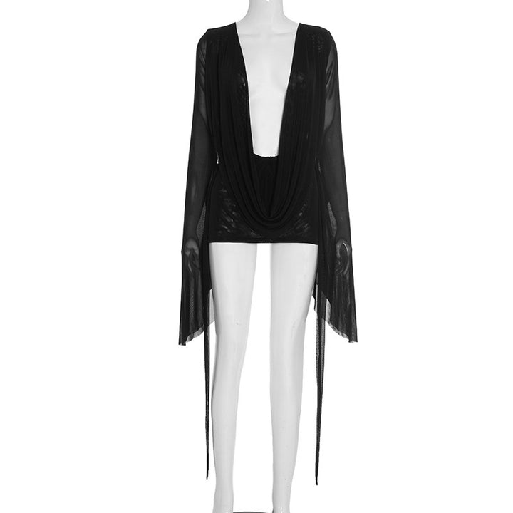 Women's Flowing Kaftan with Wide Sleeves and Deeper Neckline Lisslune