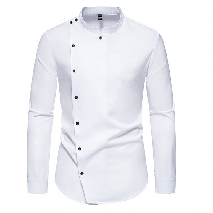 Men's long sleeve shirt with modern button design and stand-up collar Lisslune