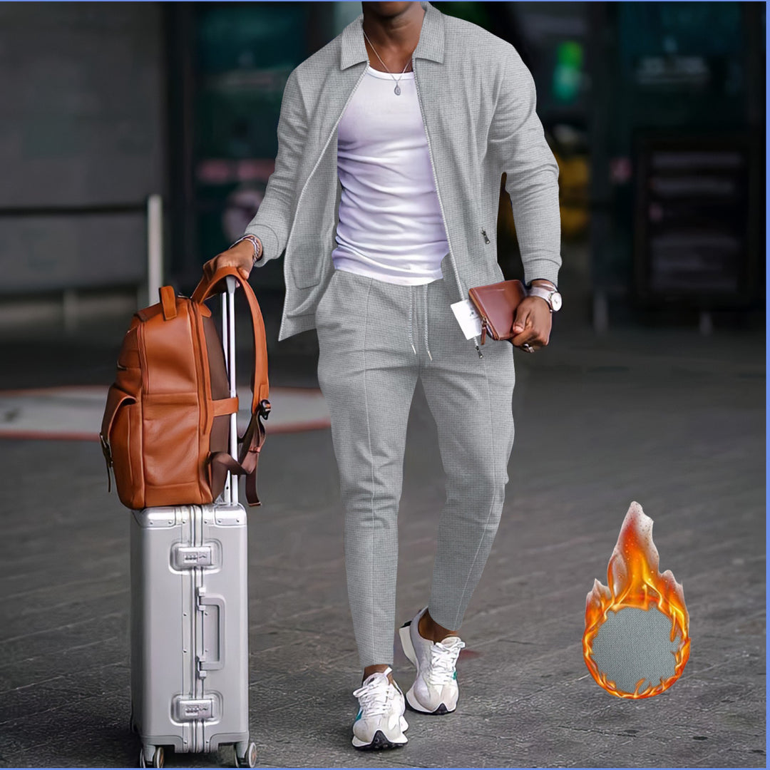 Men's sporty leisure suit with textured design and elastic waistband Lisslune