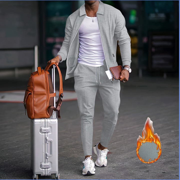 Men's sporty leisure suit with textured design and elastic waistband Lisslune