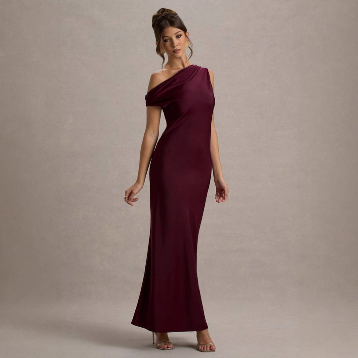 Women's elegant, off-the-shoulder maxi dress with flowing cut and ruffles Lisslune