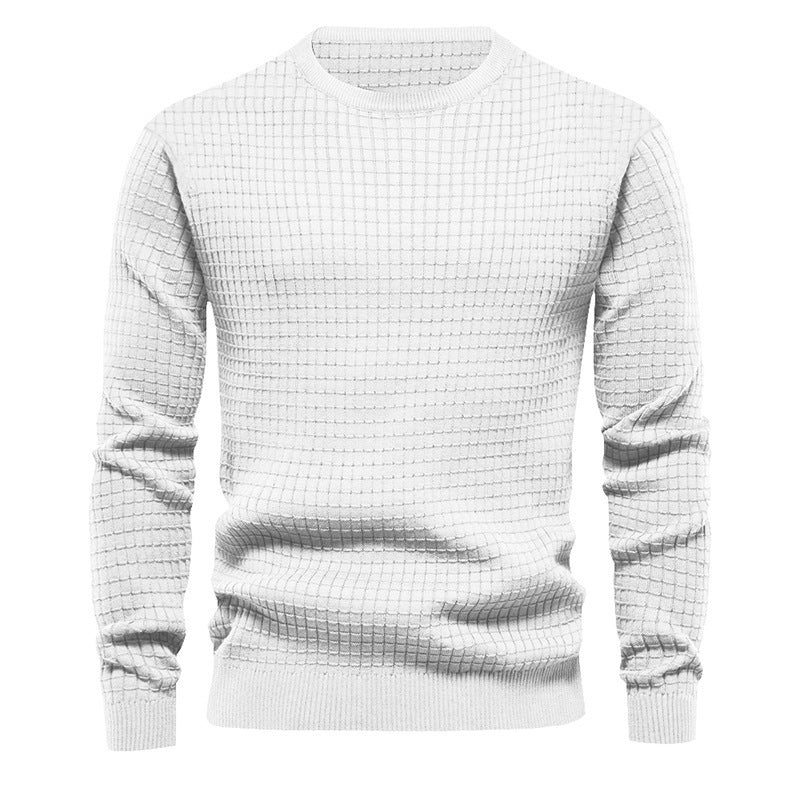 Men's high-quality knit sweater with textured design and classic round neck Lisslune
