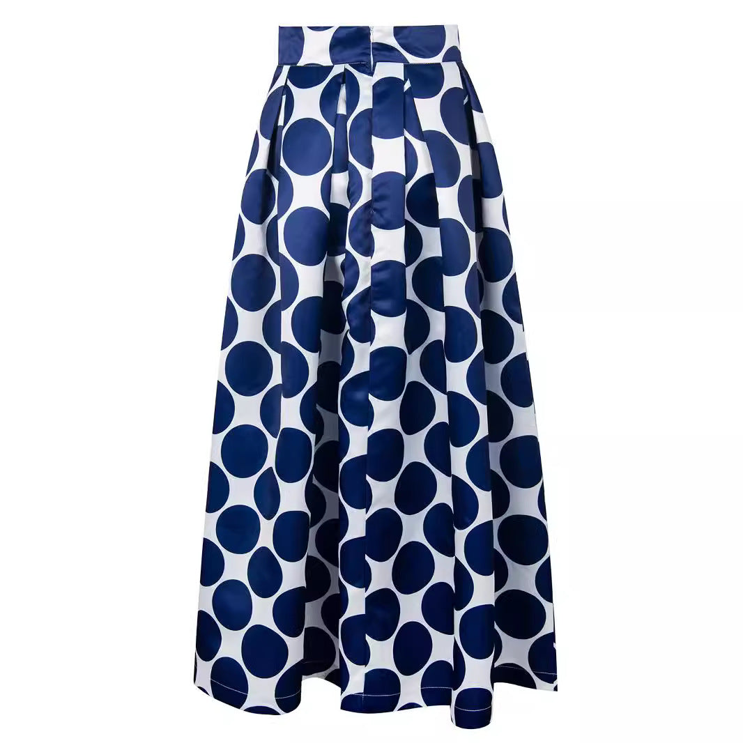 Ladies' A-line skirt with large polka dot pattern Lisslune