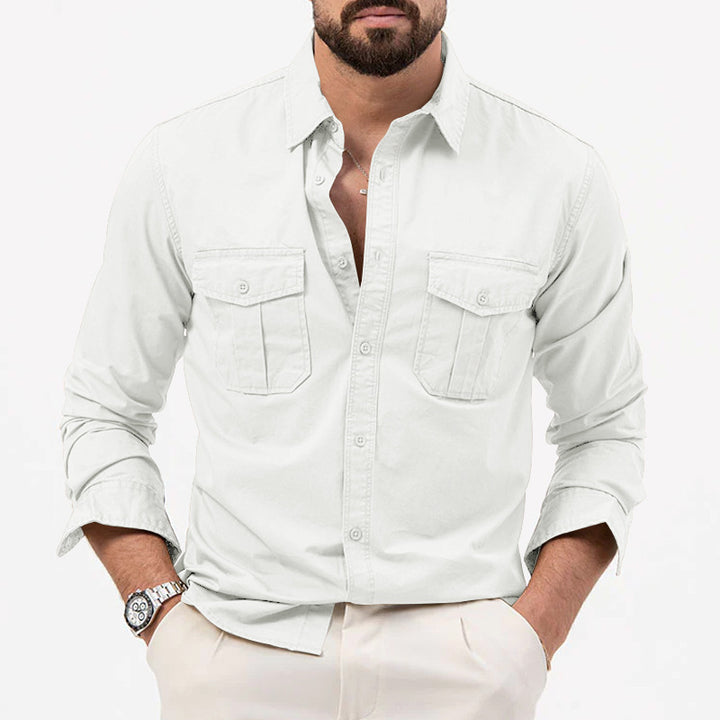 Men's Elegant Shirt made of breathable cotton blend with double-stitched pockets Lisslune