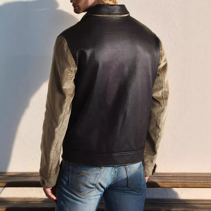 Men's fashionable transitional jacket with contrast sleeves and modern collar Lisslune