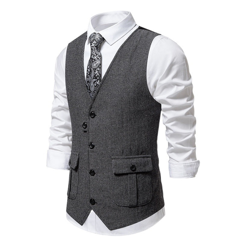 Men's Elegant Suit Vest with Classic Pattern Lisslune