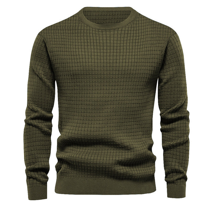 Men's high-quality knit sweater with textured design and classic round neck Lisslune