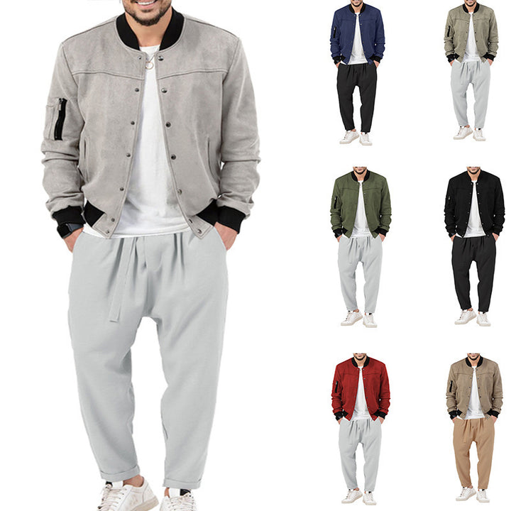 Men's fashion bomber jacket made of soft suede with practical pockets Lisslune