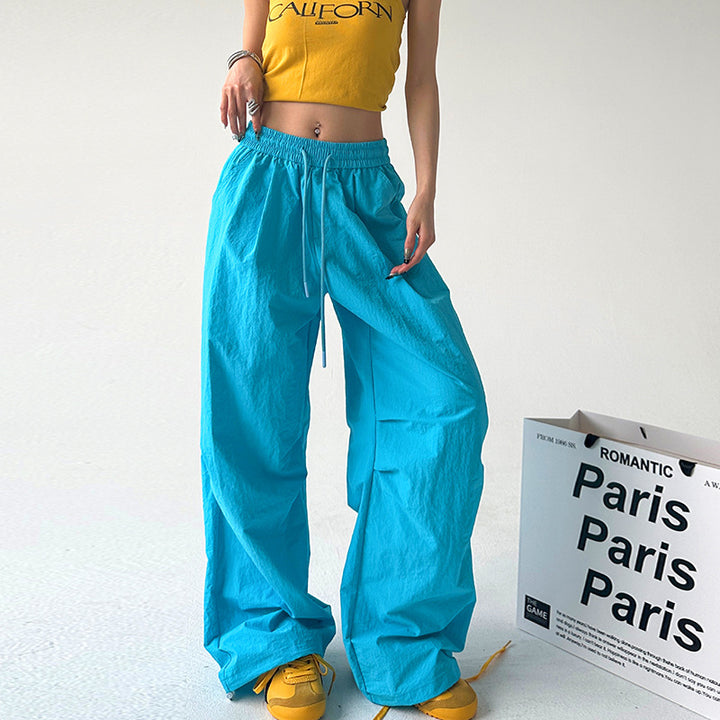 Women's Loose Sports Pants with Elastic Waistband and Drawstring Lisslune
