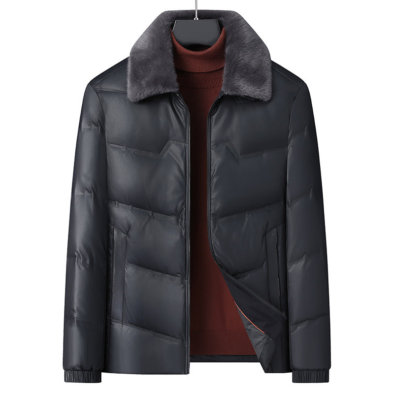 Men's Elegant Quilted Jacket with Velvety Collar Lisslune