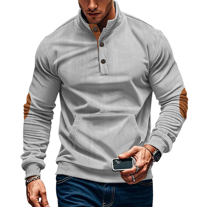 Men's casual pullover with stand collar and button placket Lisslune