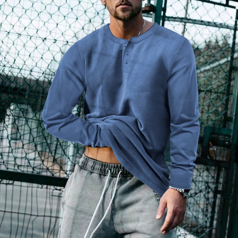 Men's casual long-sleeve shirt with button placket and soft material Lisslune