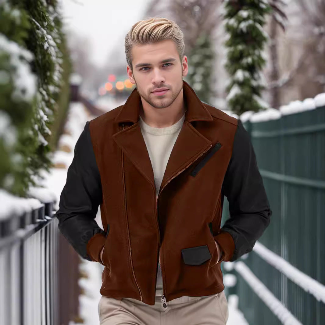 Men's fashionable transitional jacket with contrasting sleeves and practical pockets Lisslune