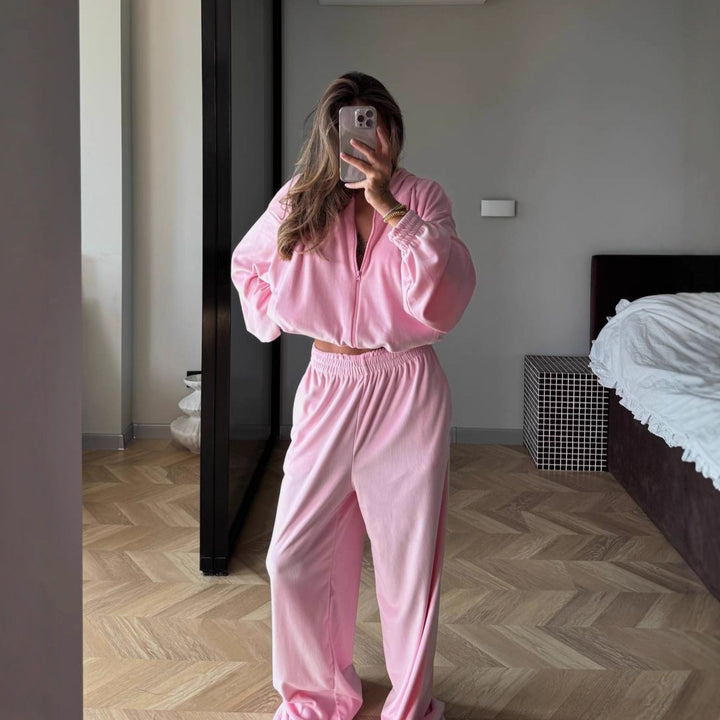 Women's velvety tracksuit with voluminous sleeves Lisslune